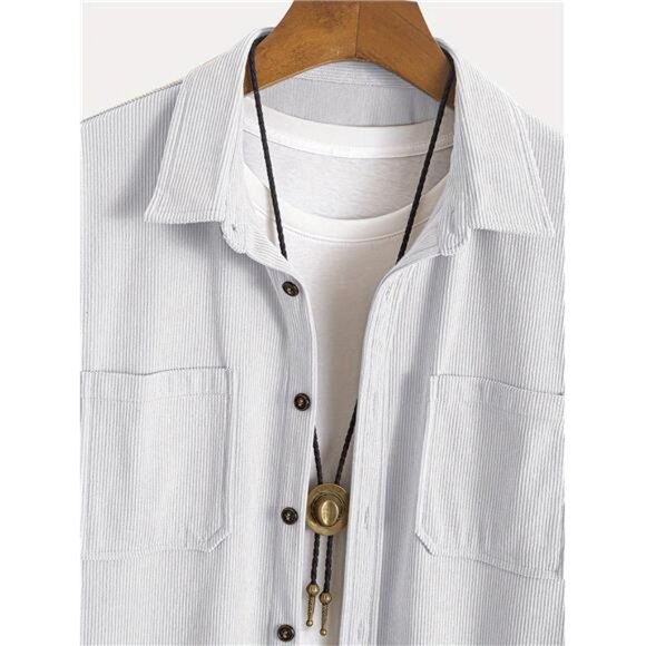NWT Multiple Sizes Men's Corduroy Button-Up Shirt Jacket Unique Chest Pocket - Picture 4 of 5